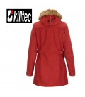 KILLTEC BASARA DAMES CASUAL SOFTSHELL PARKA /MANTEL MET AFNEEMBARE CAPUCHON BURNT RED