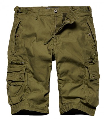 GANDOR SHORT MET RITS ZAKKEN OLIVE 3/4 LENGTE KATOEN