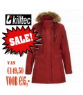 KILLTEC BASARA DAMES CASUAL SOFTSHELL PARKA /MANTEL MET AFNEEMBARE CAPUCHON BURNT RED