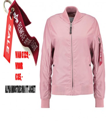 DAMES WOMANS MA - 1 TT SILVER PINK ALPHA INDUSTRIES ZOMER /FLIGHT  JACKET/BOMBER AFGEPRIJSD