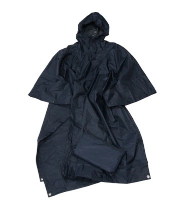 REGEN PONCHO BLAUW STEVIG/BASIC