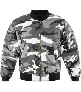 MA1 FLIGHTJACKET /BOMBER WINTER  JACKET URBAN ZWART WITCAMOUFLAGE