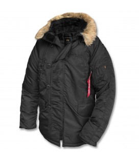 ALPHA GENUINE N3B PARKA ZWART .