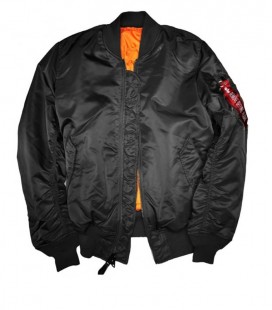 ALPHA INDUSTRIES MA-1 NYLON FLIGHT/BOMBER JACKET ZWART